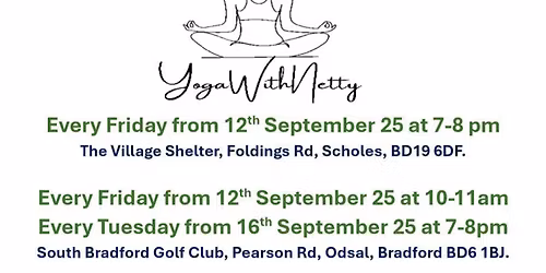 Yoga at South Bradford Golf Club, Pearson Rd, Odsal, BD6 1BJ