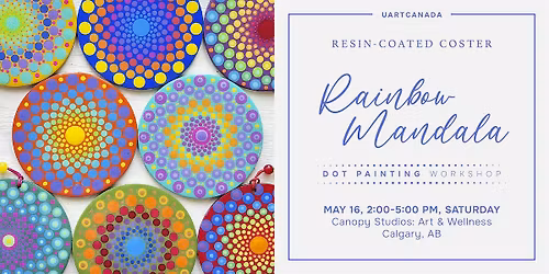 RAINBOW Mandala: Resin-Coated Coaster