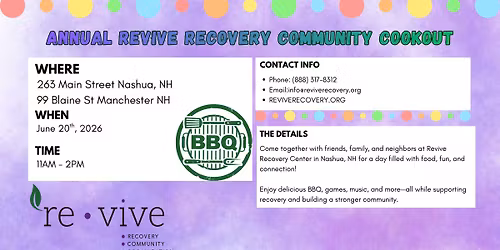 Annual Revive Recovery Community Cookout - 2026