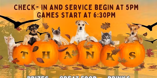 Safe Animal Shelter- Thanksgiving Bingo