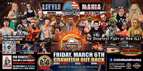 Palestine, TX - Little Mania Mini Wrestling @ Crawfish Out Back