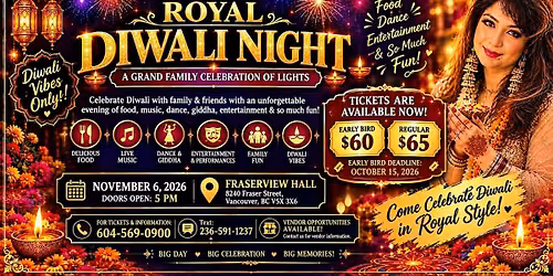 ROYAL DIWALI NIGHT - A Grand Family Celebration of Lights! \u2728 \u200bJoin us
