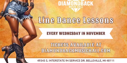 Line dance lessons every Wednesday at Diamondback Music Hall!Hall