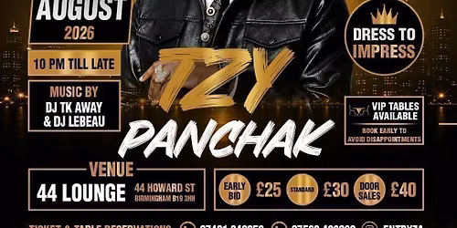 Tzy Panchak Live in Birmingham - Bank Holiday Shutdown