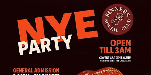 SINNERS SOCIAL CLUB \u2013 NEW YEAR\u2019S EVE PARTY