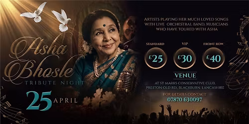 Bollywood Asha Bhosle Tribute Night with singers and full live band
