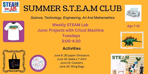 Summer STEAM Club: Projects with Cricut Machine