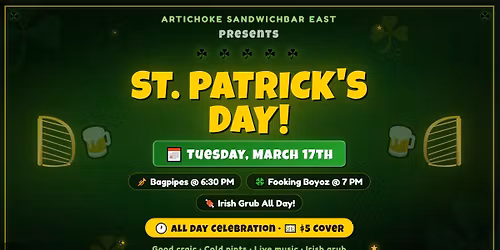 \u2618\ufe0f ST. PATRICK'S DAY PARTY \u2618\ufe0f \ud83c\udf7a All Day Celebration!