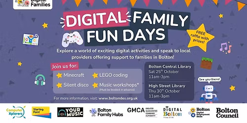 Central Library Digital Family Fun Day  25 Oct  Music Workshop 12.30pm