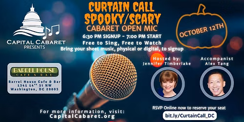 October 2026 Spooky\/Scary Curtain Call Cabaret Open Mic
