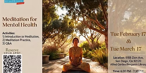 Meditation for Mental Health at Allied Gardens\/Benjamin Library