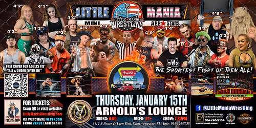 St Augustine, FL - Little Mania Mini Wrestling @ Arnolds Lounge