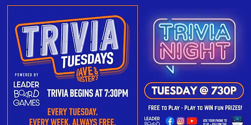 Trivia Night | Dave & Buster's - Balcones Heights TX - TUE 730p @LeaderBoardGames