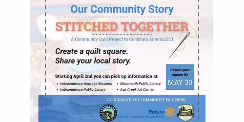 Our Community Story: Stitched Together - Pick up directions now. Submissions due May 30