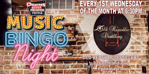 Monthly Music Bingo at Old Republic Distillery - Ephrata