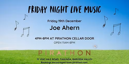 Sips@Sunset- Friday 19th Dec with JOE AHERN 4pm-8pm