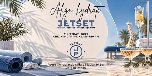 ALIGN. HYDRATE. JETSET. \u2708\ufe0f Pilates, Prosecco + Wellness