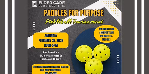 Paddles for Purpose Pickleball Tournament Fundraiser