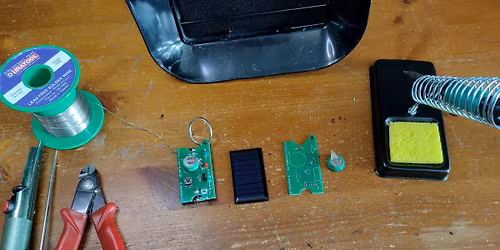 Make a solar powered  LED light - solder, assemble and test.