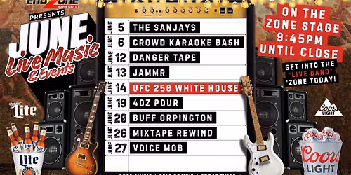 SUMMER WEEKEND CONCERT LISTINGS @ THE ENDZONE BAR & GRILL