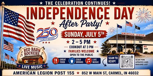 Red Barn Rockers: Independence Day After Party 7\/5 at the Carmel American Legion