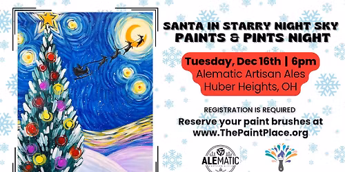 "Santa in Starry Night Sky" Paints & Pints Night