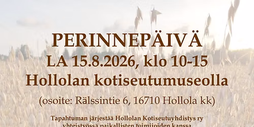 Perinnepäivä Hollolan kotiseutumuseolla