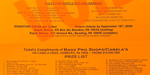 2026 Rajah Shrine Sportsmen's Raffle
