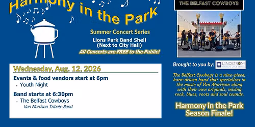 Harmony in the Park Season Finale- The Belfast Cowboys (Van Morrison tribute) & Youth Night