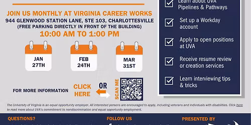 UVA Pipelines & Pathways Pop Up at Virginia Career Works - MARCH 2026