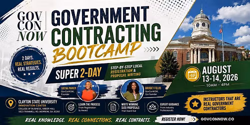 SUPER 2 DAY GOVERNMENT CONTRACTING REGISTRATION AND BID BOOTCAMP