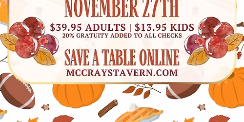 \ud83e\udd83 Thanksgiving Buffet at McCray\u2019s Tavern \u2013 West Village Smyrna