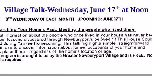 "If This House Could Talk" Village Talk