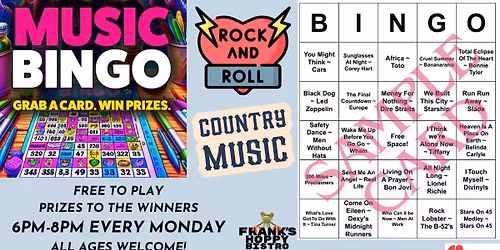 Monday Night Music Bingo!!