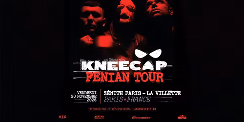 Kneecap \u00b7 Z\u00e9nith Paris - La Villette \u00b7 20 novembre 2026