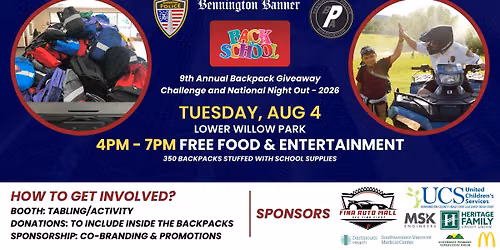 Back 2 School - Backpack Giveaway and National Night Out