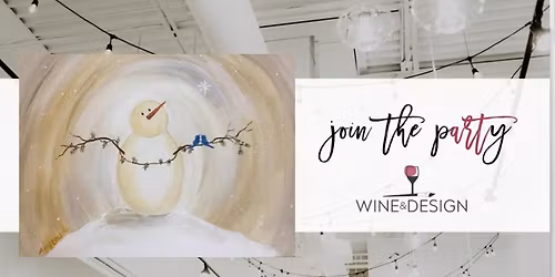 Snowman with Love Birds | Wine & Design