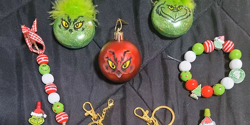  Grinch Pen, Keychain & an Ornament Craft Class 