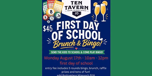 Parents Celebration! 1st Day of School Bingo