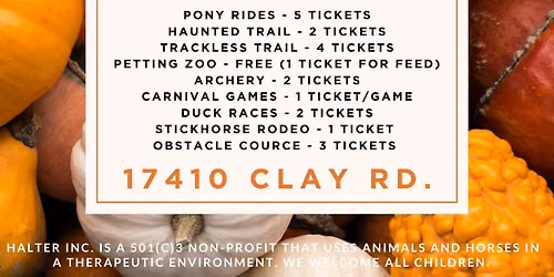 Pumpkin Patch - pony rides, haunted trails, trackless train & more!