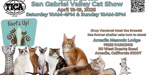 Come to the fun San Gabriel Valley Area Cat Show!