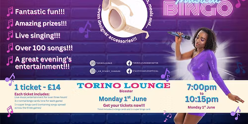 Midweek Musical Bingo at Torino Lounge (Bicester, Oxfordshire) - Monday 1st June 7pm