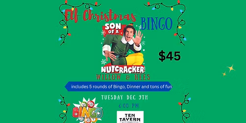 \ud83c\udf84 Elf-Themed Dinner & Bingo Night at Ten Tavern!