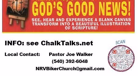 New River Valley Biker Church welcomes Good News Chalk Talks