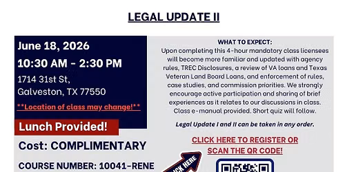 In Person \u2013 COMPLIMENTARY \u2013 Legal Update II (2026-2027) \u2013 June 18th