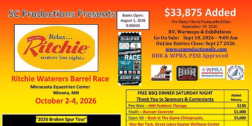 SC Productions Ritchie Waterers Barrel Race $33,875 Added