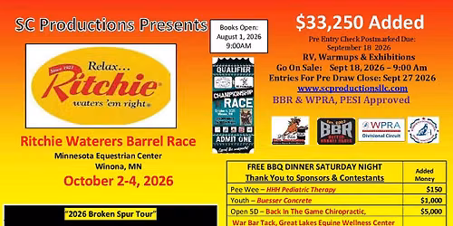 SC Productions Ritchie Waterers Barrel Race $33,250 Added