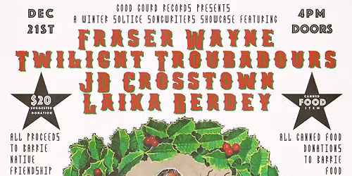 Winter Solstice Songwriter Showcase\/Fundraiser @ Br\u00fcd Bar