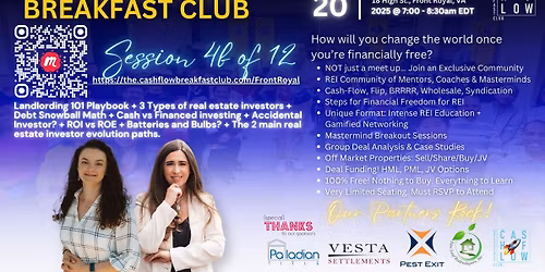 The Cash-Flow Breakfast Club - REI Education & Networking event \u2013 Front Royal VA