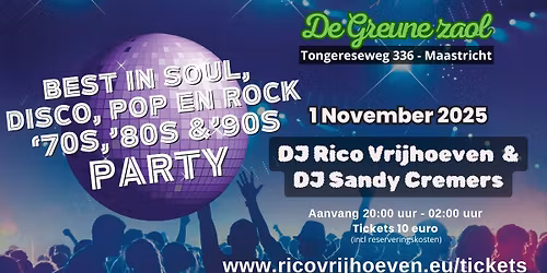 70s, 80s & 90s Party 1 november 2025